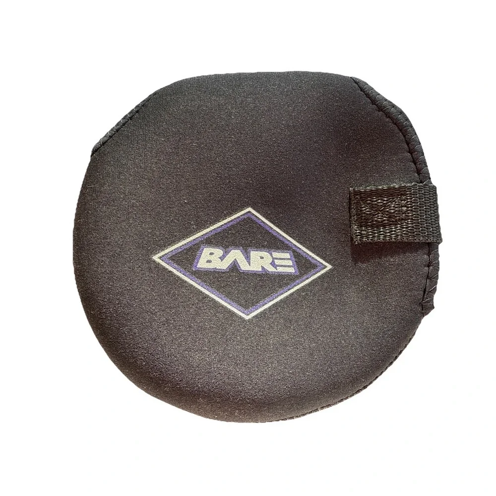 Vintage Bare Fly Reel Case Hook And Loop Black Neoprene Reel Pouch‎